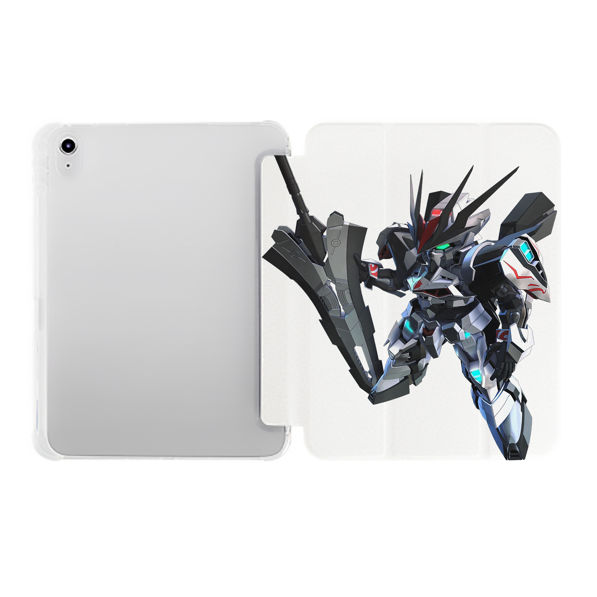 （画像用） 機動戦士ガンダム Mobile Suit Gundam IPad ケース ペン収納付き 三つ折りスタンド PUレザー×シリコン 対応機種9.5/10.5/10.9インチ
